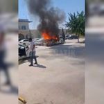 Şanlıurfa'da Hastane Otoparkında Araç Alevlere Teslim Oldu: O Anlar Kamerada