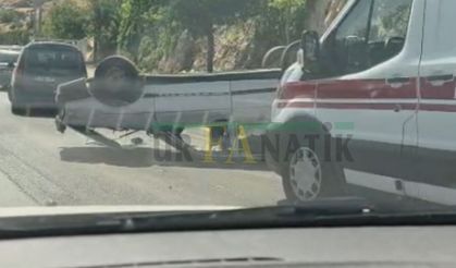 Akabe TOKİ İnişinde Otomobil Takla Attı