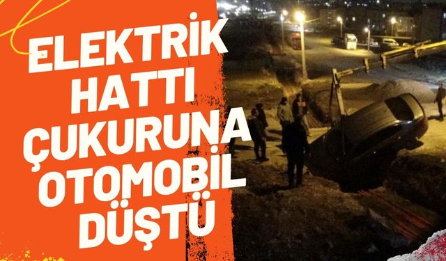 Eyyübiye’de Elektrik Hattı Çukuruna Otomobil Düştü