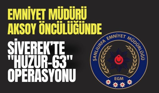 Emniyet Müdürü Aksoy Öncülüğünde Siverek’te "Huzur-63" Operasyonu