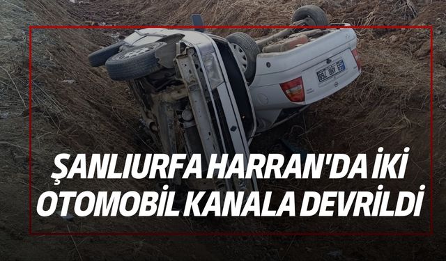 Şanlıurfa Harran'da İki Otomobil Kanala Devrildi