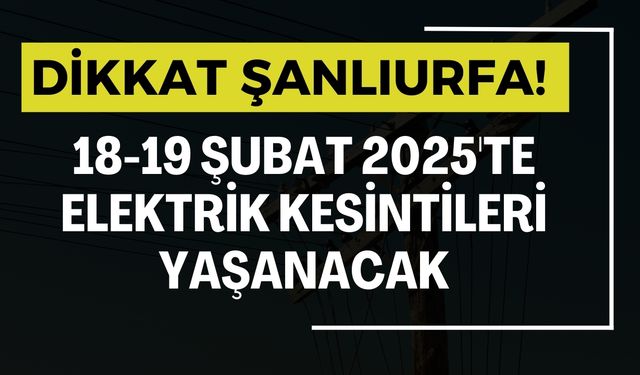 Dikkat Şanlıurfa! 18-19 Şubat 2025'te Planlı Elektrik Kesintileri Hangi İlçeler Etkilenecek?