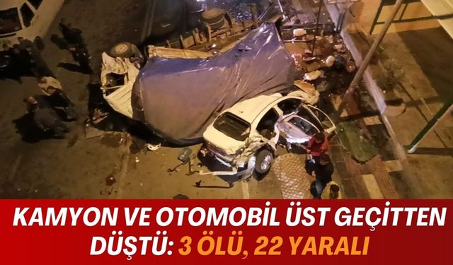 Birecik'te Kamyon ve Otomobil Üst Geçitten Düştü: 3 Ölü, 22 Yaralı