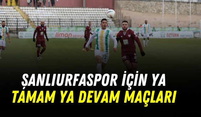 Şanlıurfaspor İçin Ya Tamam Ya Devam Maçları