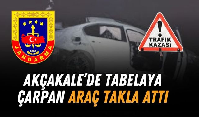 Akçakale’de Tabelaya Çarpan Araç Takla Attı, 1 Yaralı