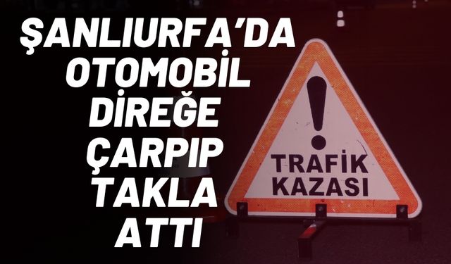 Şanlıurfa’da Otomobil Direğe Çarpıp Takla Attı