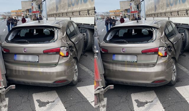 Şanlıurfa Hilvan’da Korku Dolu Anlar: Otomobil İki TIR Arasında Sıkıştı