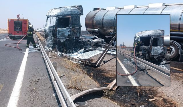 Mardin-Şanlıurfa Karayolunda Bitkisel Yağ Yüklü Tanker Alev Topuna Döndü!