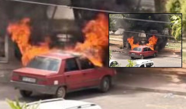 Halfeti’de Park Halindeki Otomobil Alev Aldı