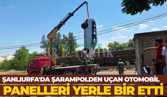 Şanlıurfa'da Şarampolden Uçan Otomobil Panelleri Yerle Bir Etti