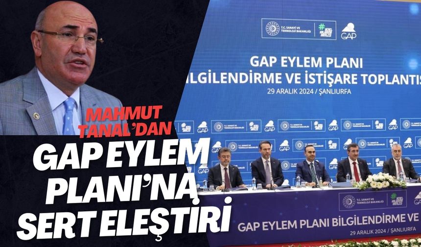 Mahmut Tanal, GAP Eylem Planı'nı Eleştirdi