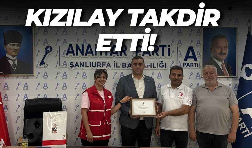 Kızılay’dan Şanlıurfa Anahtar Parti’ye “Hayat Kurtaran” Plaket!