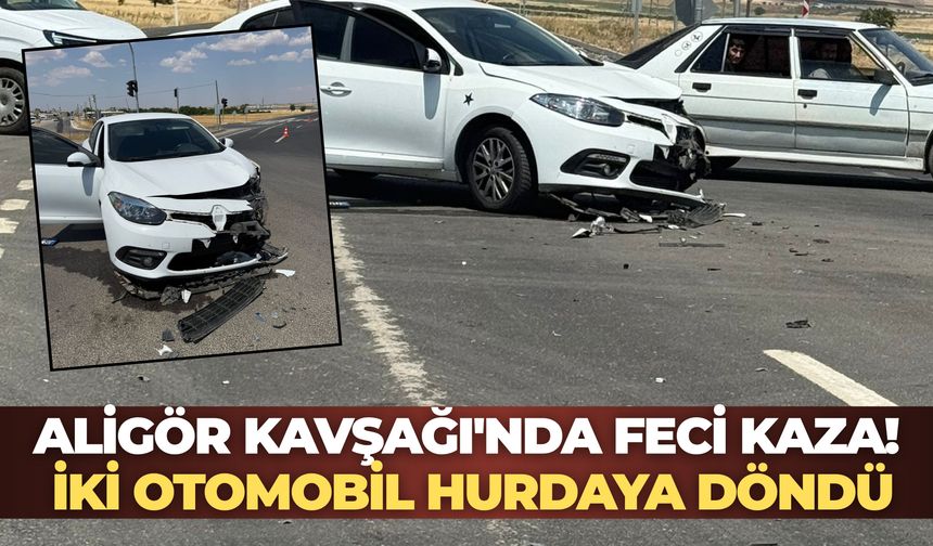 Aligör Kavşağı'nda Feci Kaza! İki Otomobil Hurdaya Döndü