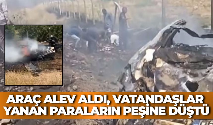 Şanlıurfa’daki Feci Kazada Araç Alev Aldı, Vatandaşlar Yanan Paraların Peşine Düştü