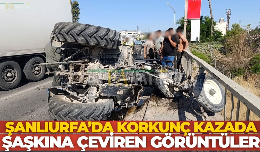 Birecik Köprüsü’nde Korku Dolu Anlar: Kaldırıma Çarpan Traktör Ters Döndü
