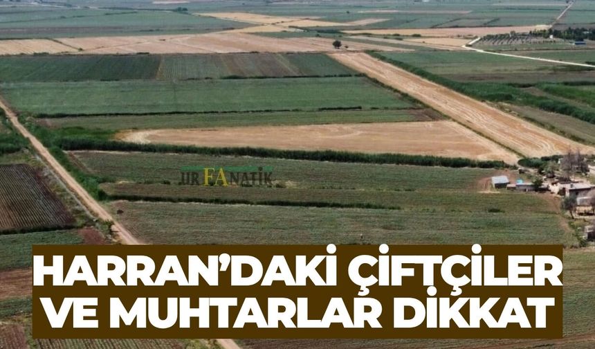 Harran’daki Çiftçiler ve Muhtarlar Dikkat