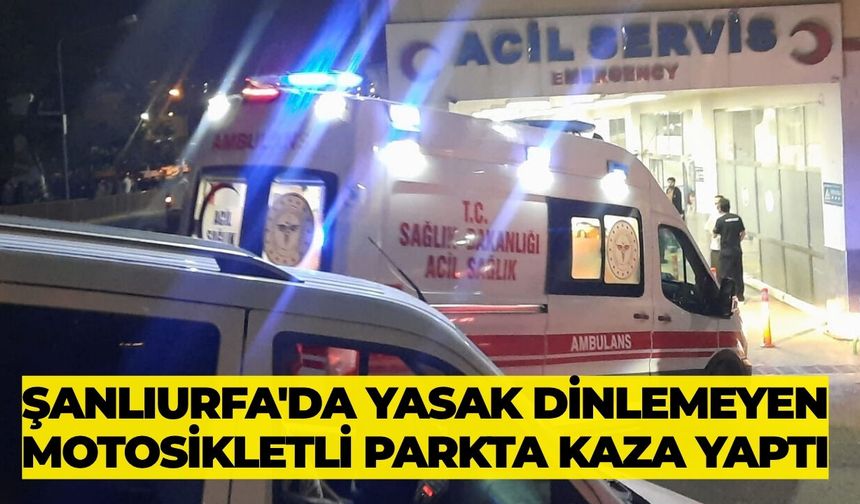 Şanlıurfa'da Yasak Dinlemeyen Motosikletli Parkta Kaza Yaptı