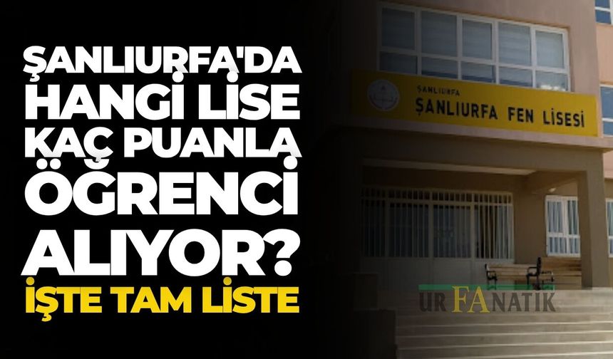 2026 Yılı Şanlıurfa Lise Taban Puanları