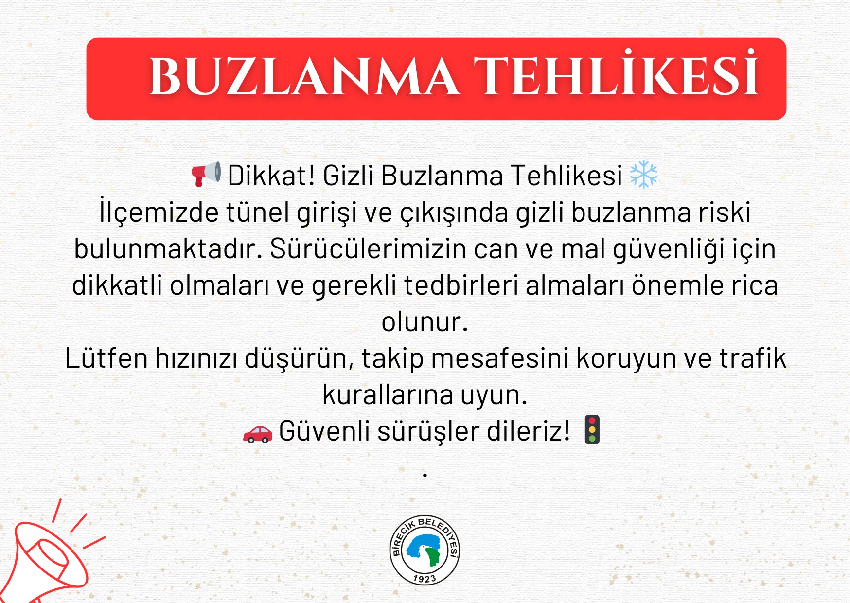 Birecik Belediyesi’nden Sürücülere Buzlanma Uyarısı! (2)