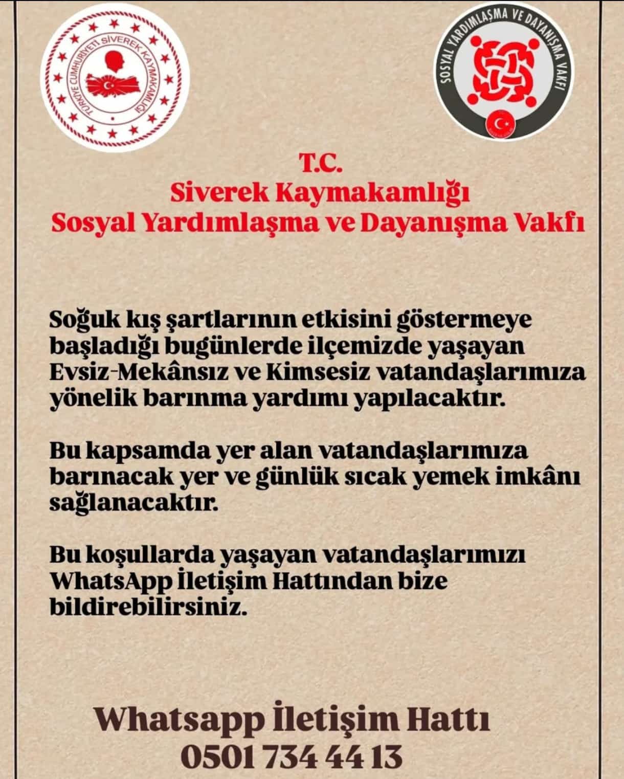 Siverek Kaymakamlığı’ndan Evsiz Vatandaşlar İçin Yardım Kampanyası-2