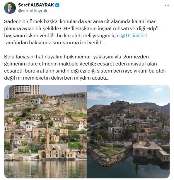 İçişleri Bakanlığı, Önceki Dönem Halfeti Belediye Başkanı Şeref Albayrak Hakkında Soruşturma Izni Verdi.