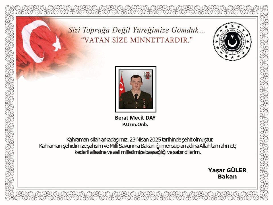 Piyade Uzman Onbaşı Berat Mecit Day Şehit Oldu