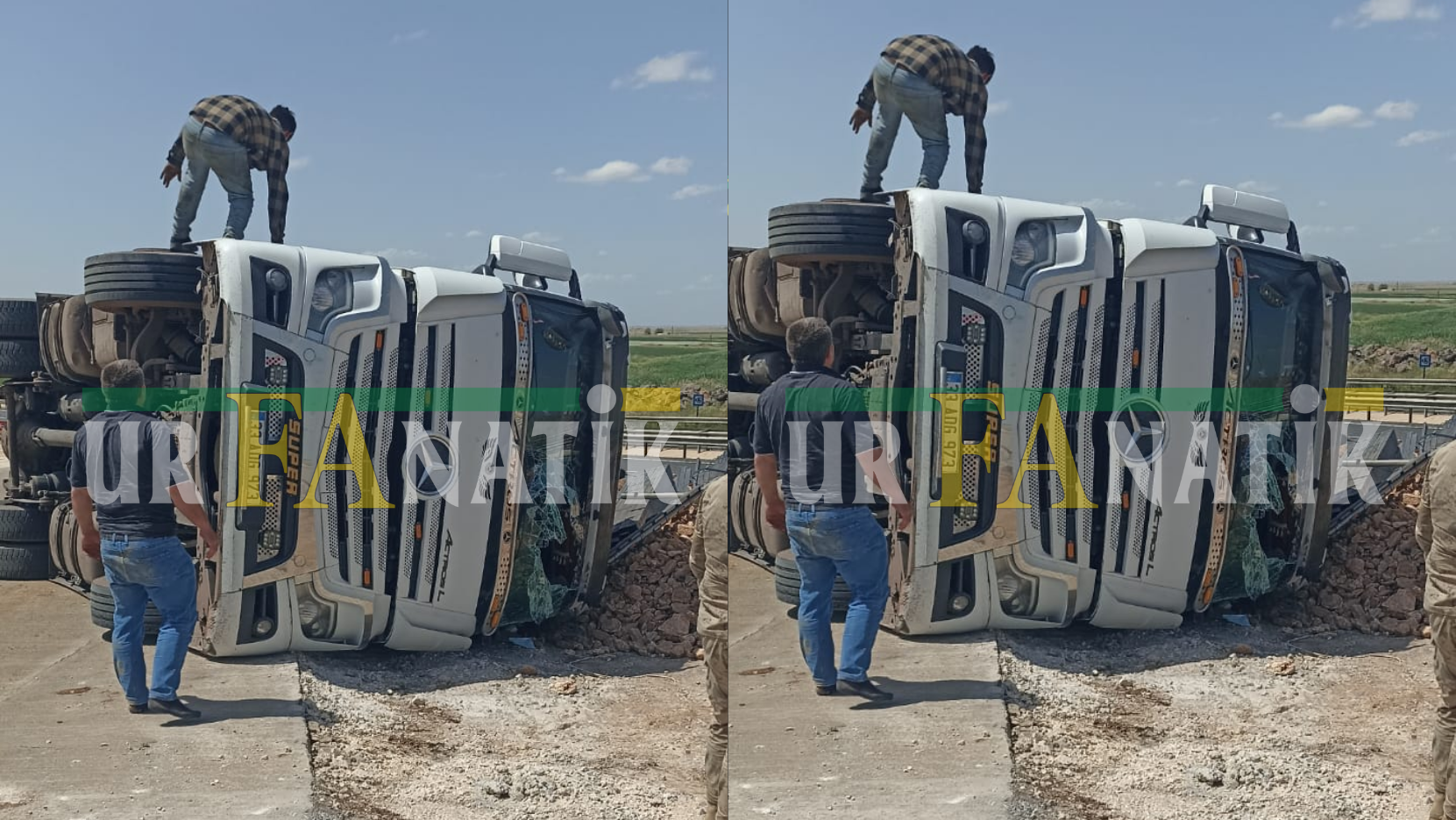 Viranşehirde Tır Devrildi
