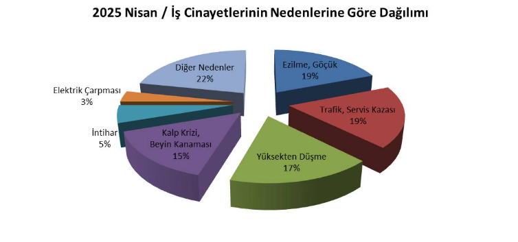 NİSAN AYINDA İŞ CİNAYETLERİNİN İŞKOLLARINA GÖRE DAĞILIMI 