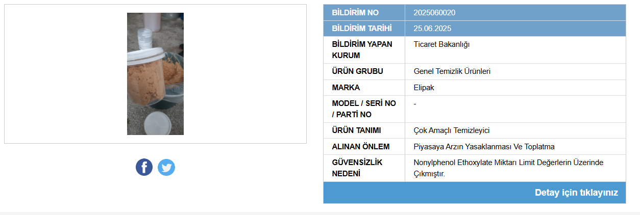 Bi̇r Temi̇zli̇k Ürünü Daha Pi̇yasandan Kaldirildi