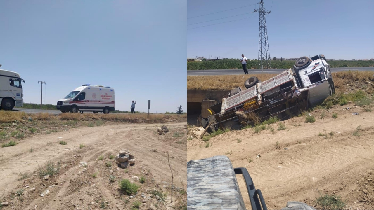 Şanlıurfa’nın Birecik Ilçesinde Sürücünün Kontrolünden Çıkan Kamyonet Şarampole Yuvarlandı. Kazada 1 Kişi Yaralandı (2)