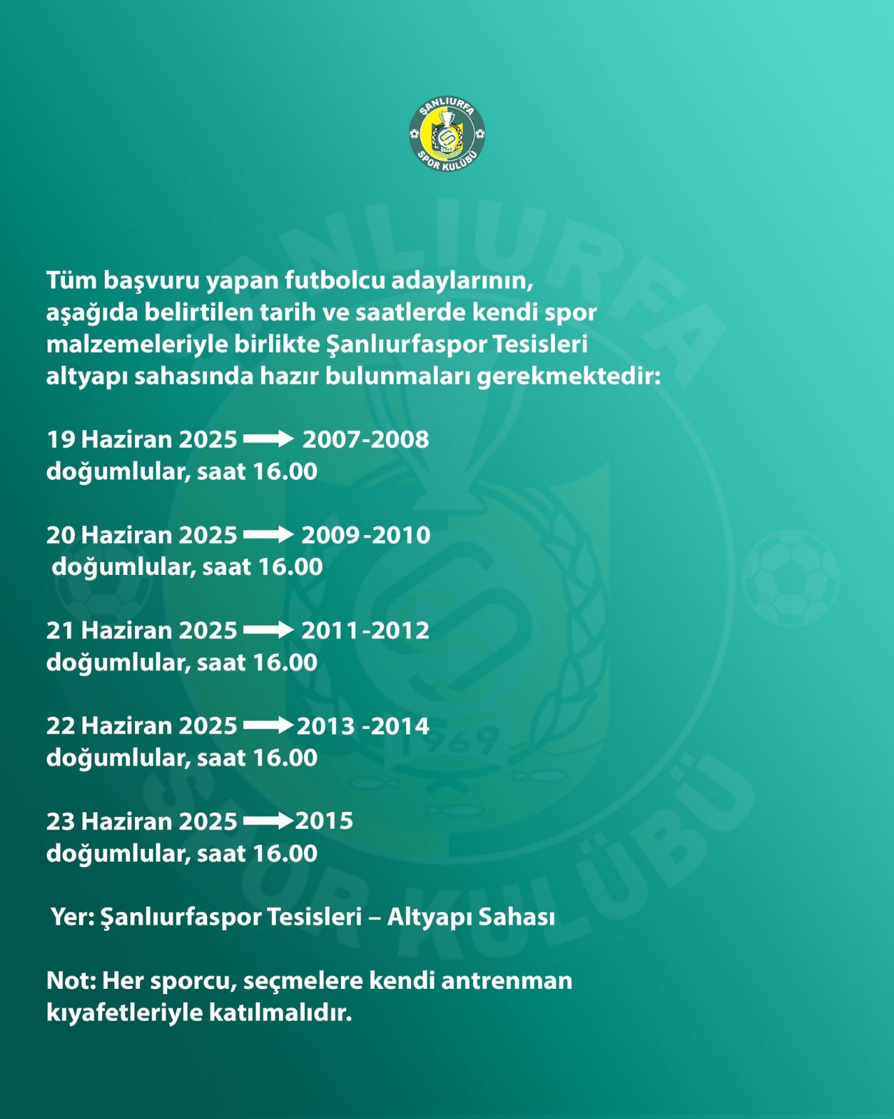 Şanlıurfaspor’dan Altyapı Seçmeleri Duyurusu İşte Tarihler Ve Detaylar...