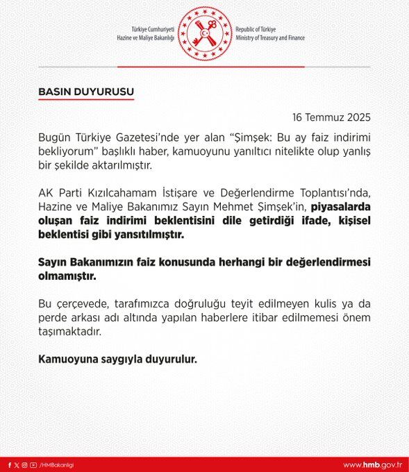 Bakan Şi̇mşek’ten Açiklama