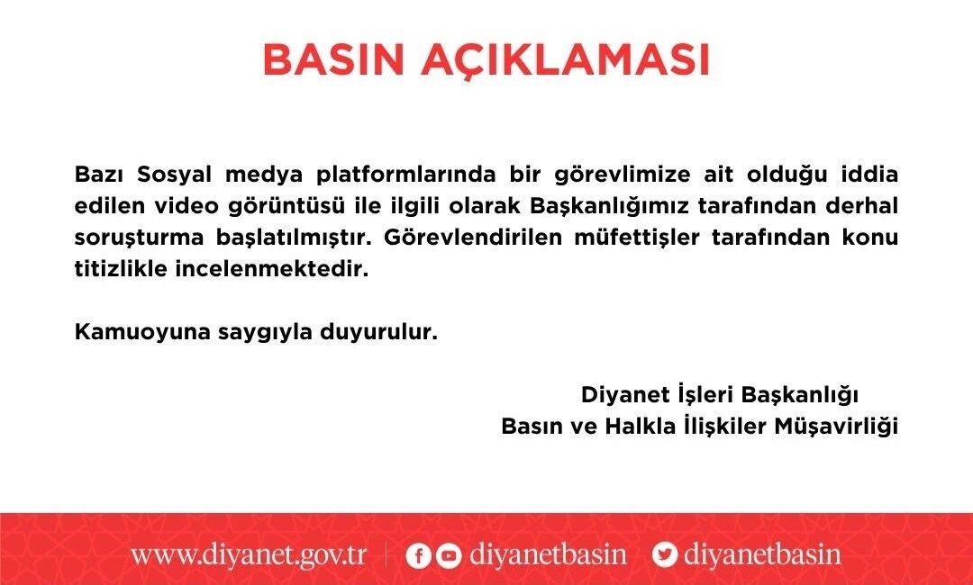 Di̇yanet İşleri̇ Başkanliğindan Açiklama