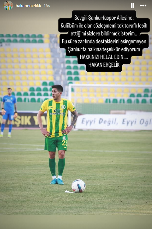 Hakan Erçelik Şanlıurfaspor Ile Sözleşmesini Fesih Etti (1)-1