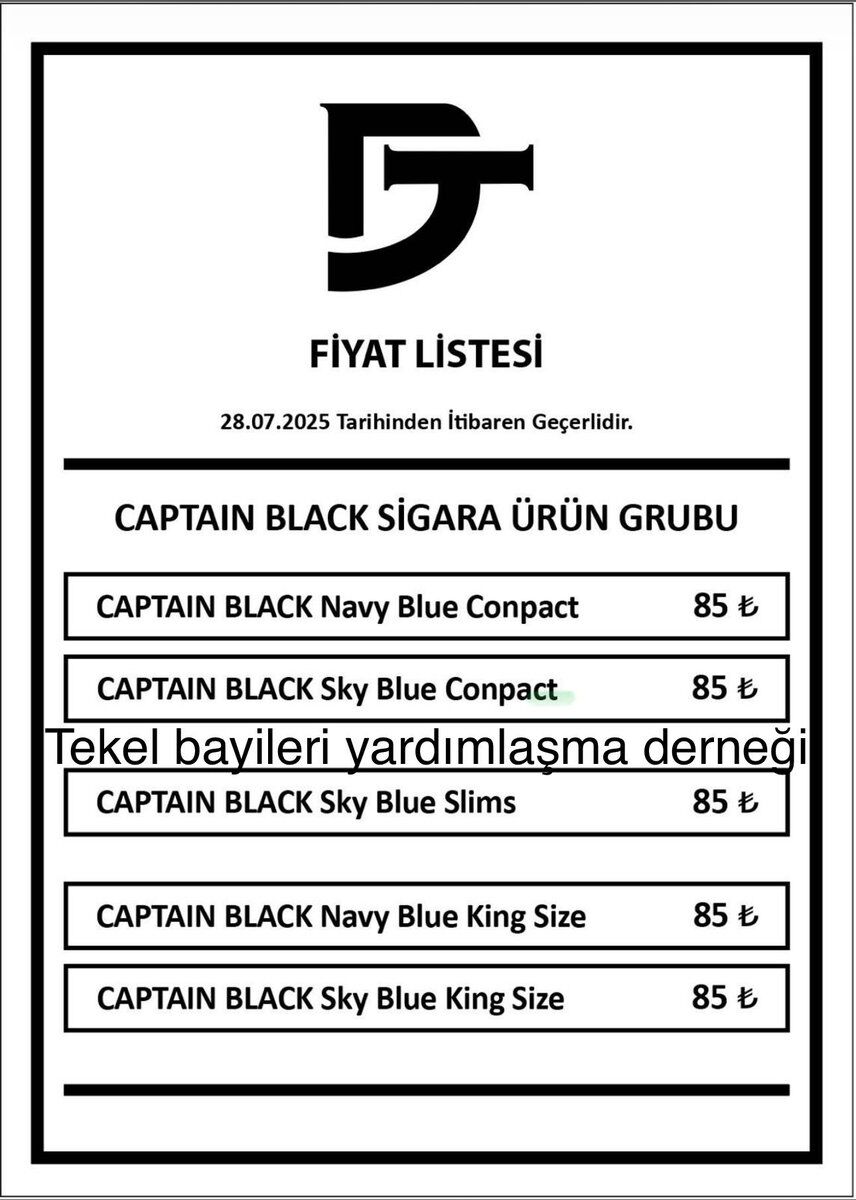 İşte Captain Black Si̇garanin Zamli Li̇stesi̇