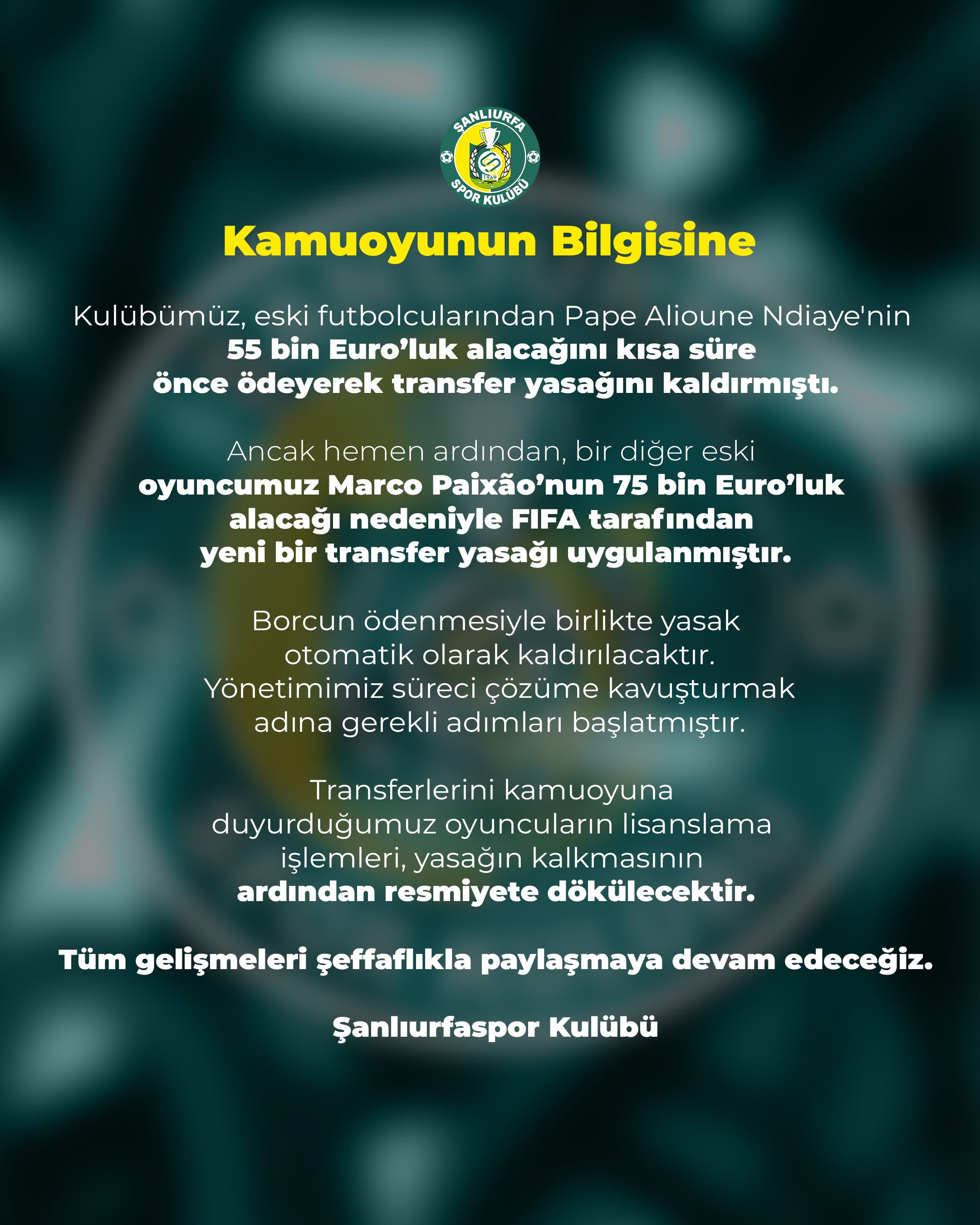 Transfer Krizi Bitmiyor! Şanlıurfaspor’a Fifa’dan Yeni Darbe