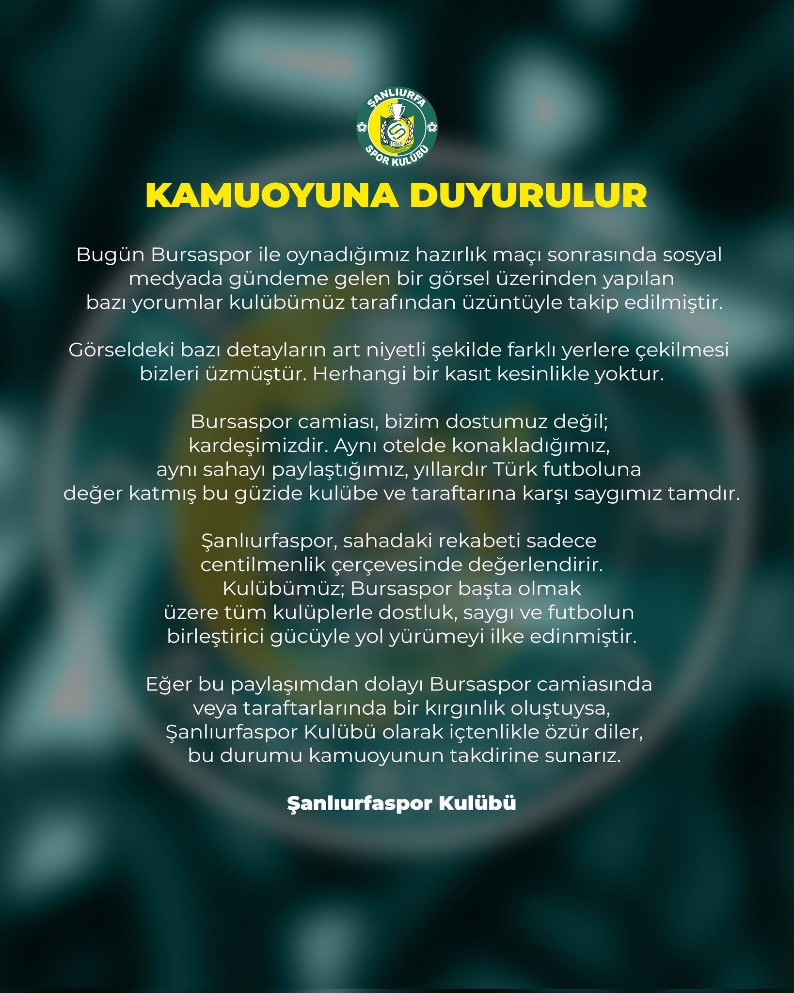 Şanlıurfaspor’dan Bursaspor Maçı Sonrası Sosyal Medyada Gündem Olan Görsel Açıklaması