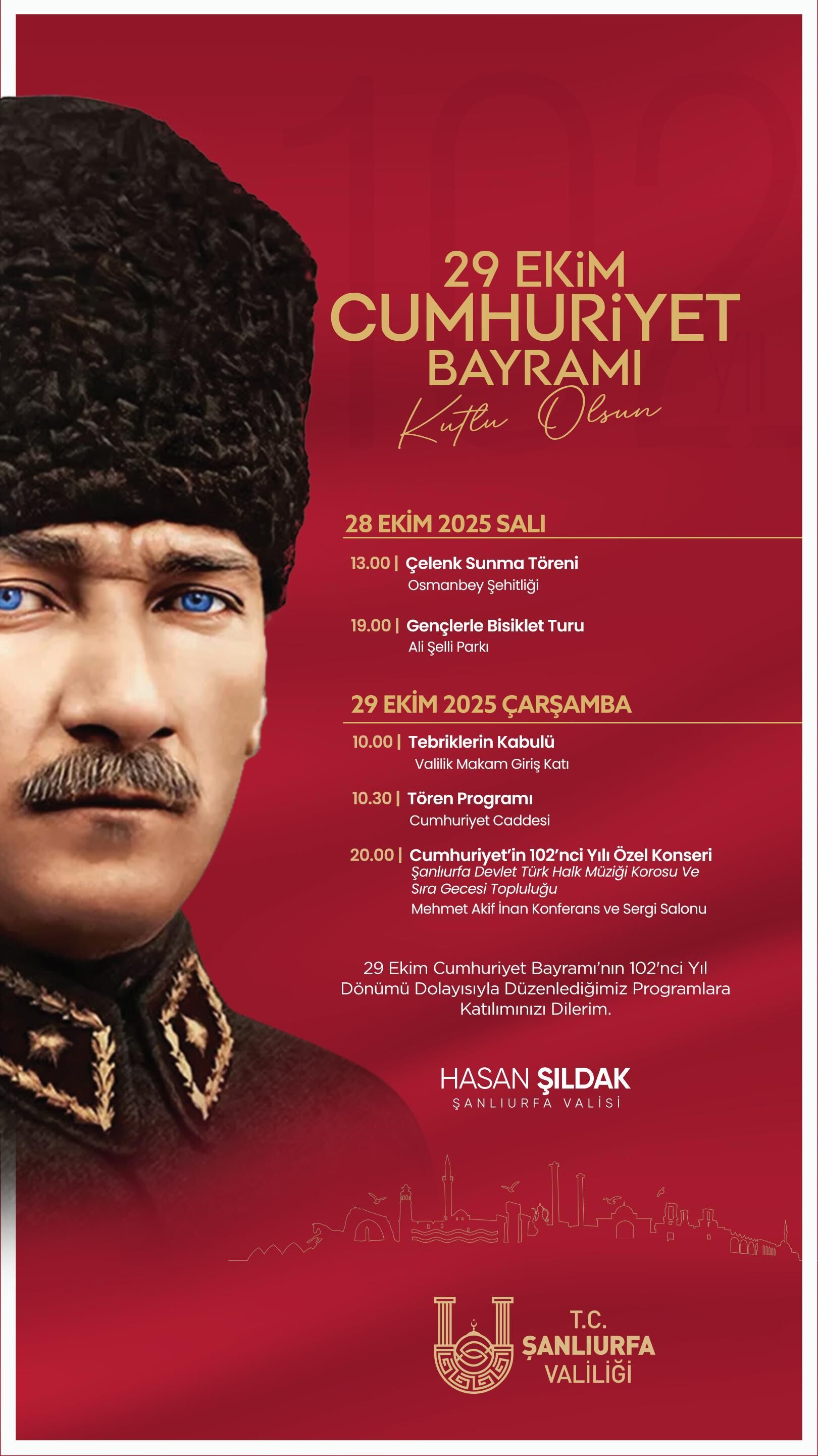 Şanlıurfa'da Cumhuriyet Bayramı Kutlama Programı Belli Oldu-2