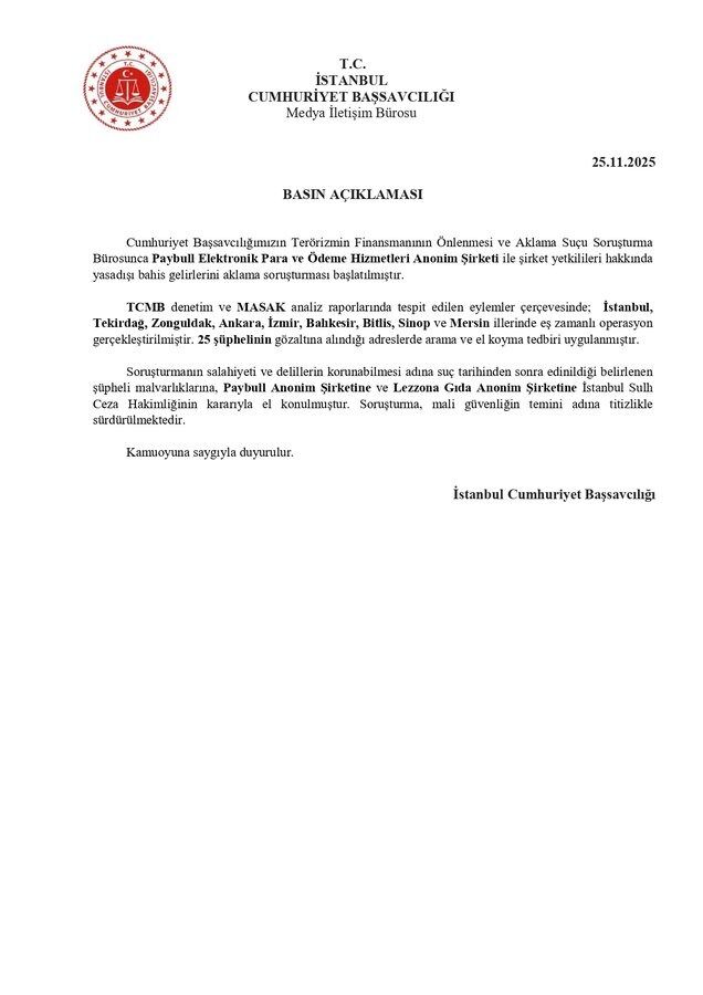 Paybull Elektronik Para Şirketine Yasa Dışı Bahis Soruşturması