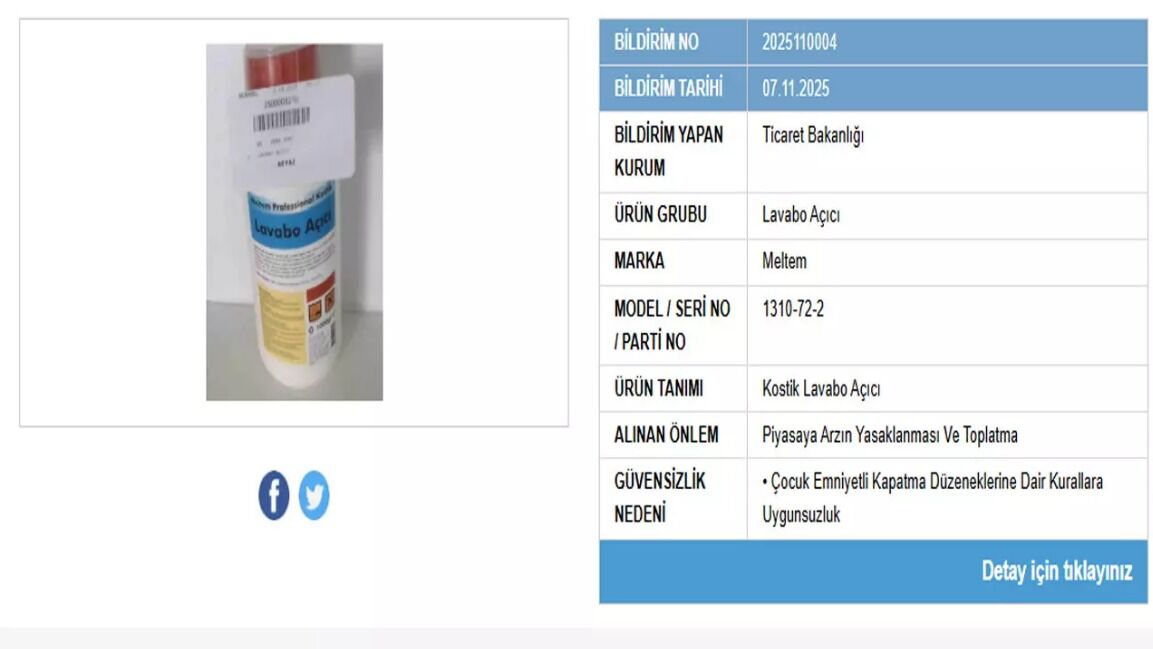 Ticaret Bakanlığı İki Lavabo Açıcı Ürünün Satışını Durdurdu Piyasadan Toplatılıyor (3)