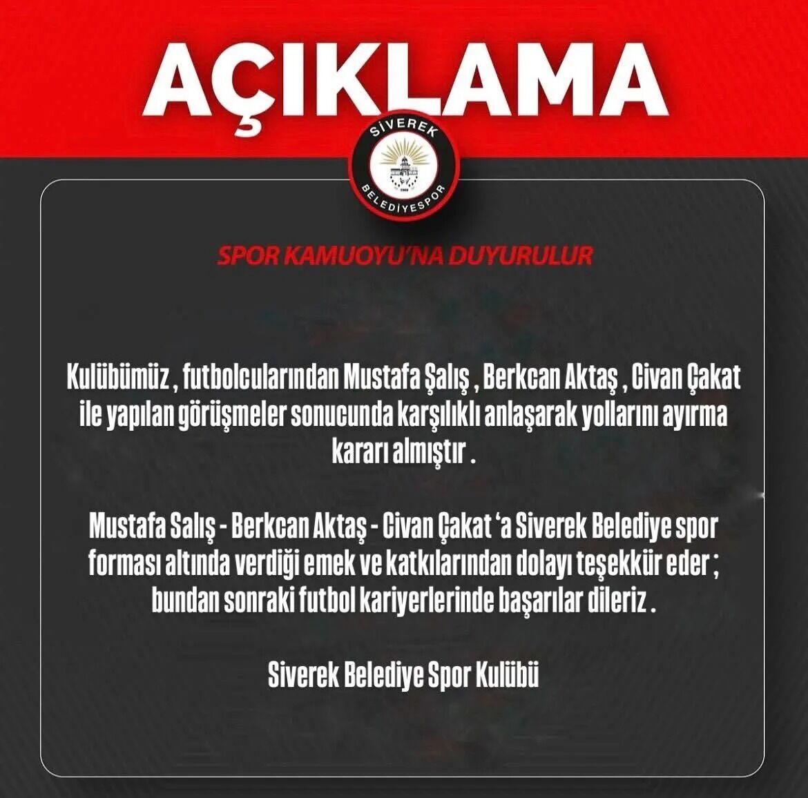Şanlıurfa Ekibi Resmen Açıkladı 3 Futbolcu Ile Yollarını Ayırdı