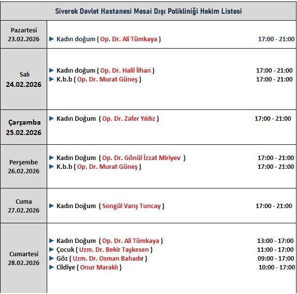 Siverek Devlet Hastanesi Ramazan Ayı Mesai Dışı Poliklinik Saatlerini Açıkladı