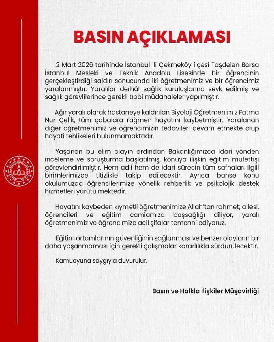 Lisede Bıçaklı Saldırı Sonrası Öğretmen Fatma Nur Çelik Hayatını Kaybetti