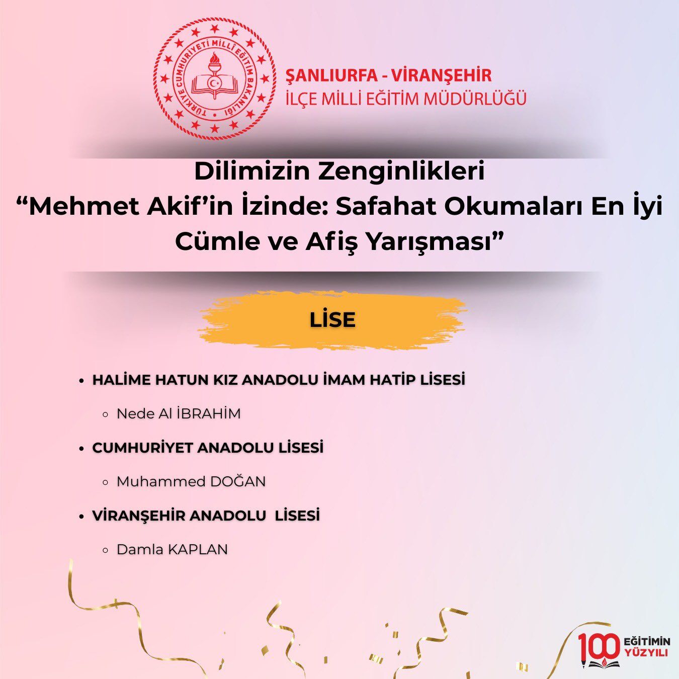 Yarişmada Dereceye Gi̇ren Öğrenci̇ler