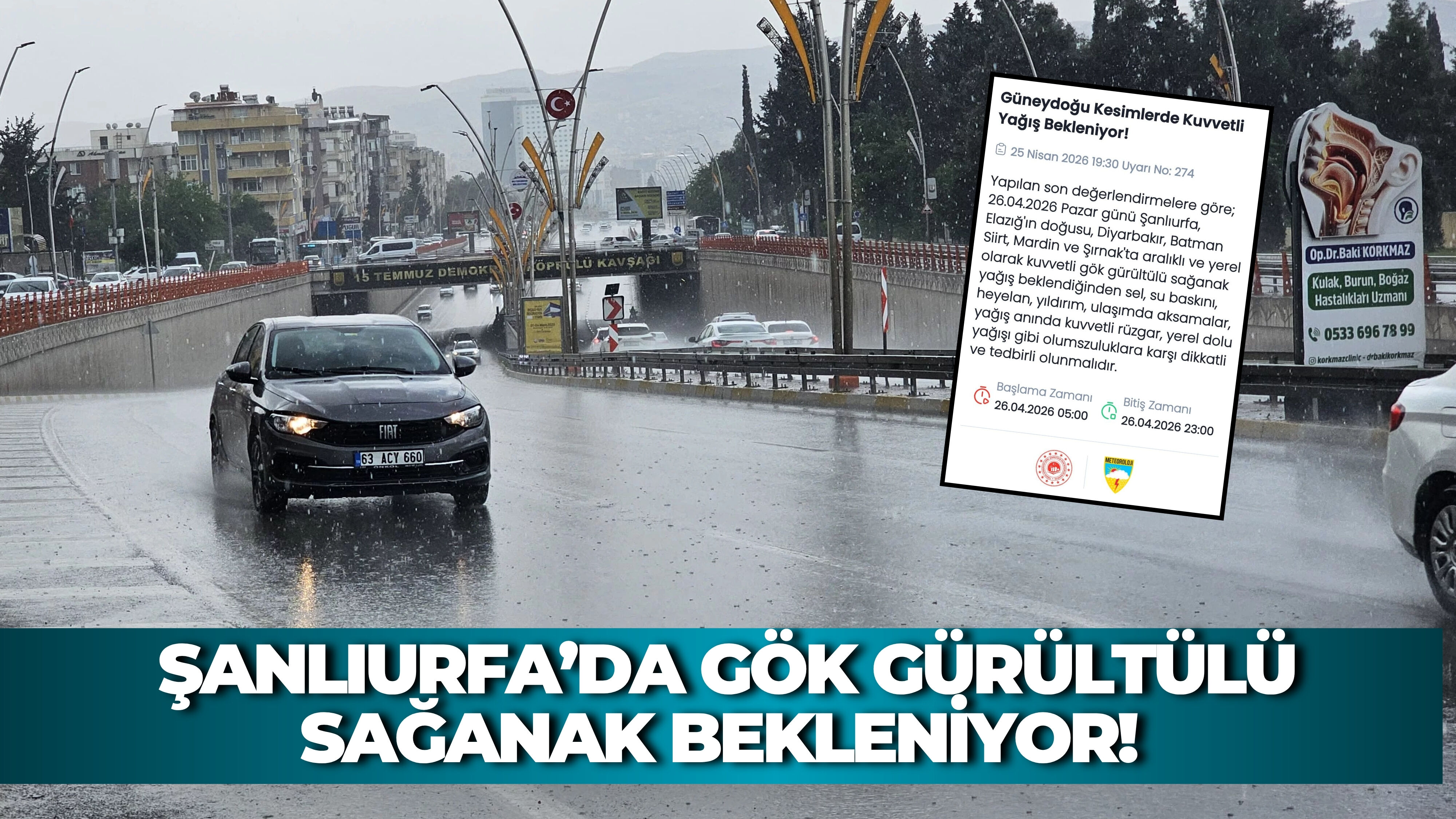 Şanlıurfa’da Gök Gürültülü Sağanak Bekleniyor!