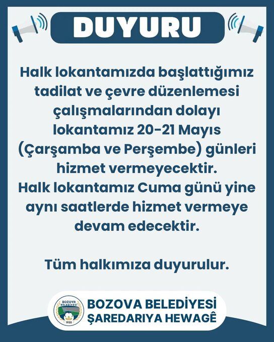 Bozova Belediyesi Duyuru Lokanta