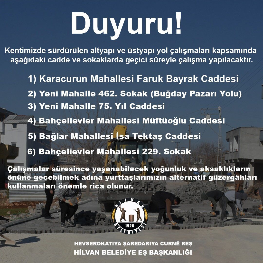 Geçi̇ci̇ Süreyle Trafi̇ğe Kapatilacak Noktalar