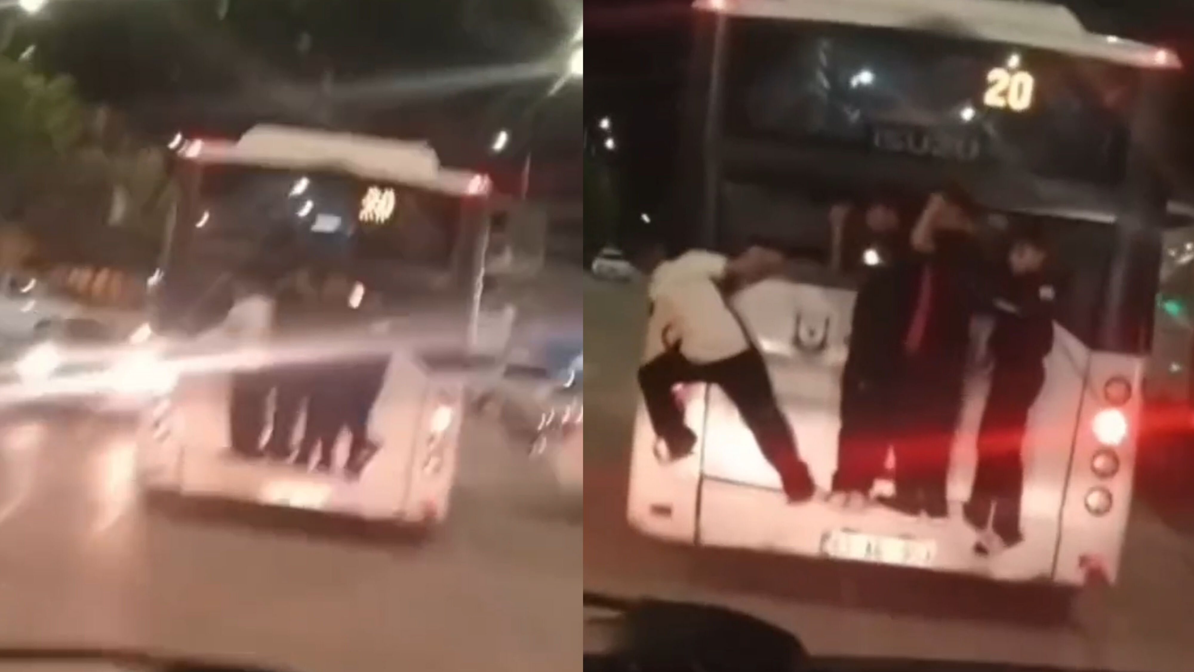 Şanlıurfa'da Otobüsün Arkasına Asıldılar