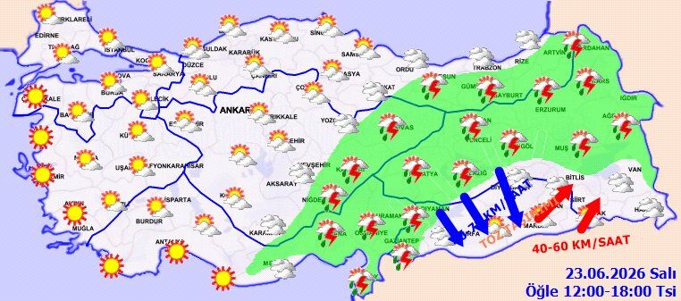 23 Haziran Salı Gününe Ilişkin Hava Durumu Raporu 1