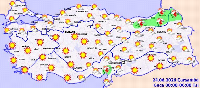 23 Haziran Salı Gününe Ilişkin Hava Durumu Raporu 3